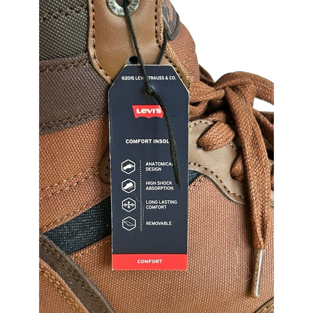 Levi's BB High CZ Lace Up Sneakers Tan Brown Canvas Shoes US Size 13, NWT - Picture 6 of 8